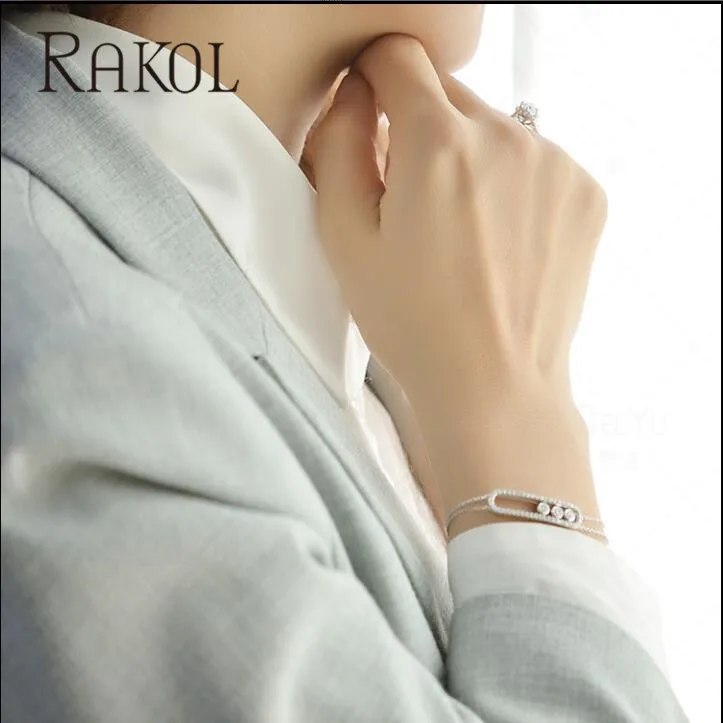 RAKOL новинка хит продаж одиночный Круглый Серый кубический циркон с CZ цветком