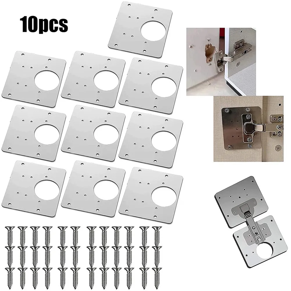 

10PCS Hinge Repair Plate Rust Resistant Steel Furniture Cupboard Foldable Table Cabinet Door Repair Mount Tool Hardware