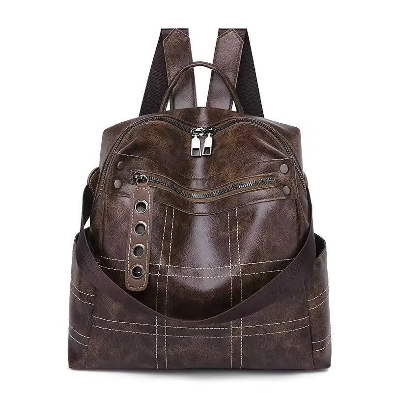 Модный молодежный кожаный рюкзак для женщин школьный женский на плечо девочек