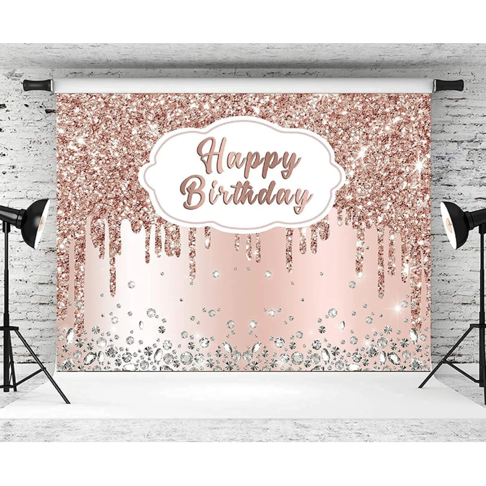 Блестящий розовый Золотой декор для вечеринки в честь Дня Рождения фото фон