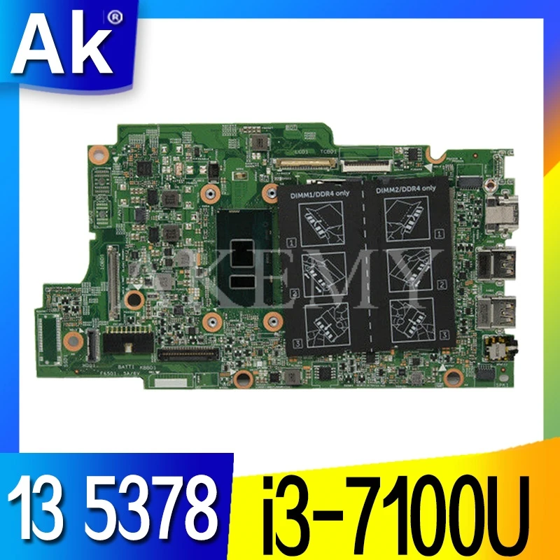 Материнская плата для ноутбука For DELL Inspiron 13 5378 5578 CN 0W25G6 W25G6 с процессором SR2ZW I3 7100U