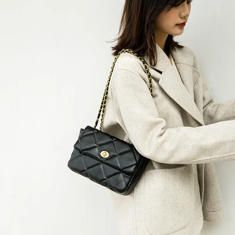 

Women's Fashion Vintage Soft Diamond Lattice Shoulder Bag Chain Flap Crossbody Bag Handbag Clutch Lady Elegant Office Daily Bag