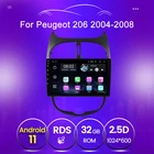 Автомагнитола 2 din, Android 11, GPS, для PEUGEOT 206, 2001-2008, 2 ГБ + 32 ГБ, Wi-Fi, Bluetooth, четырехъядерный, 2.5D экран
