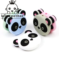 kissteether new 5pc silicone panda beads baby pendant for silicone rodent pacifier string beads for teeth baby toys bpa free toy