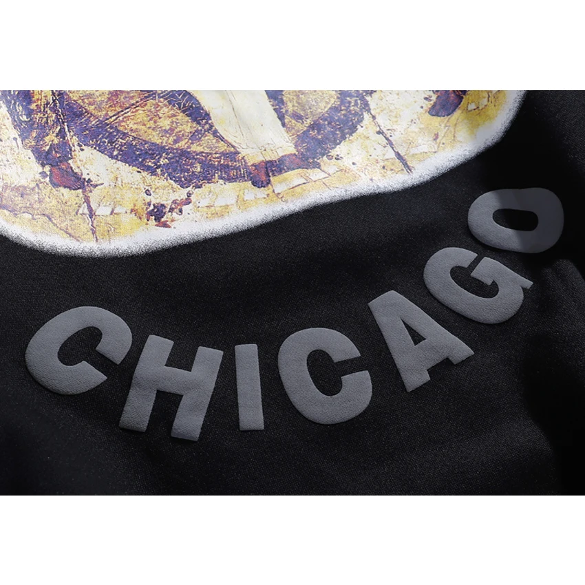 

JESUS IS KING Chicago Hoodie Men Women Kanye West Sweatshirts Foam print Jesus Is King Hoodies Back Oil painting portrait