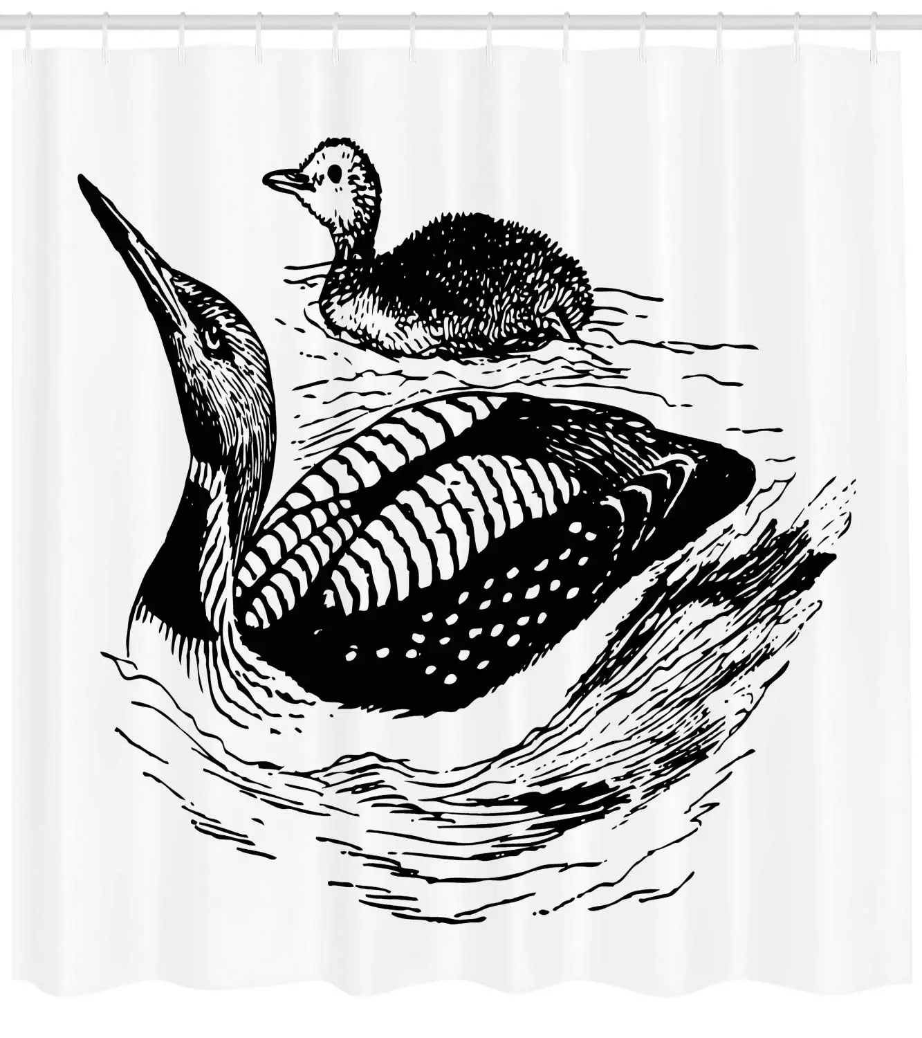 Loon занавеска для душа карандаш эскиз иллюстрация матери и ребенка платья