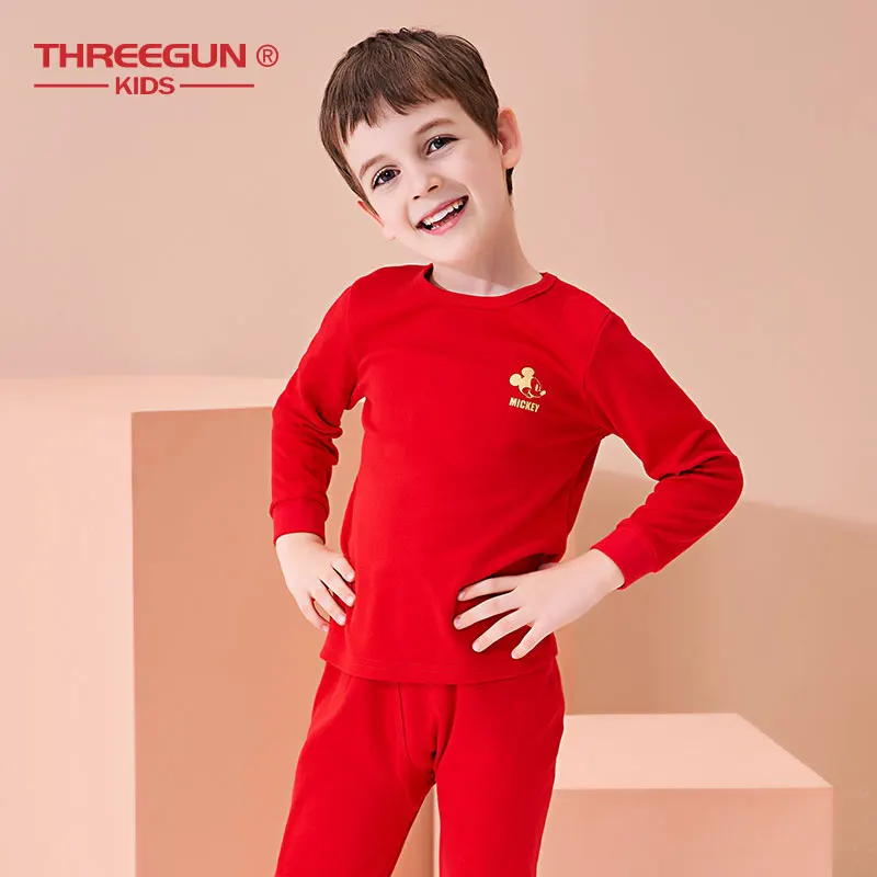 THREEGUN X DISNEY Термобелье для мальчиков Зимняя Хлопковая пижама с Микки Маусом
