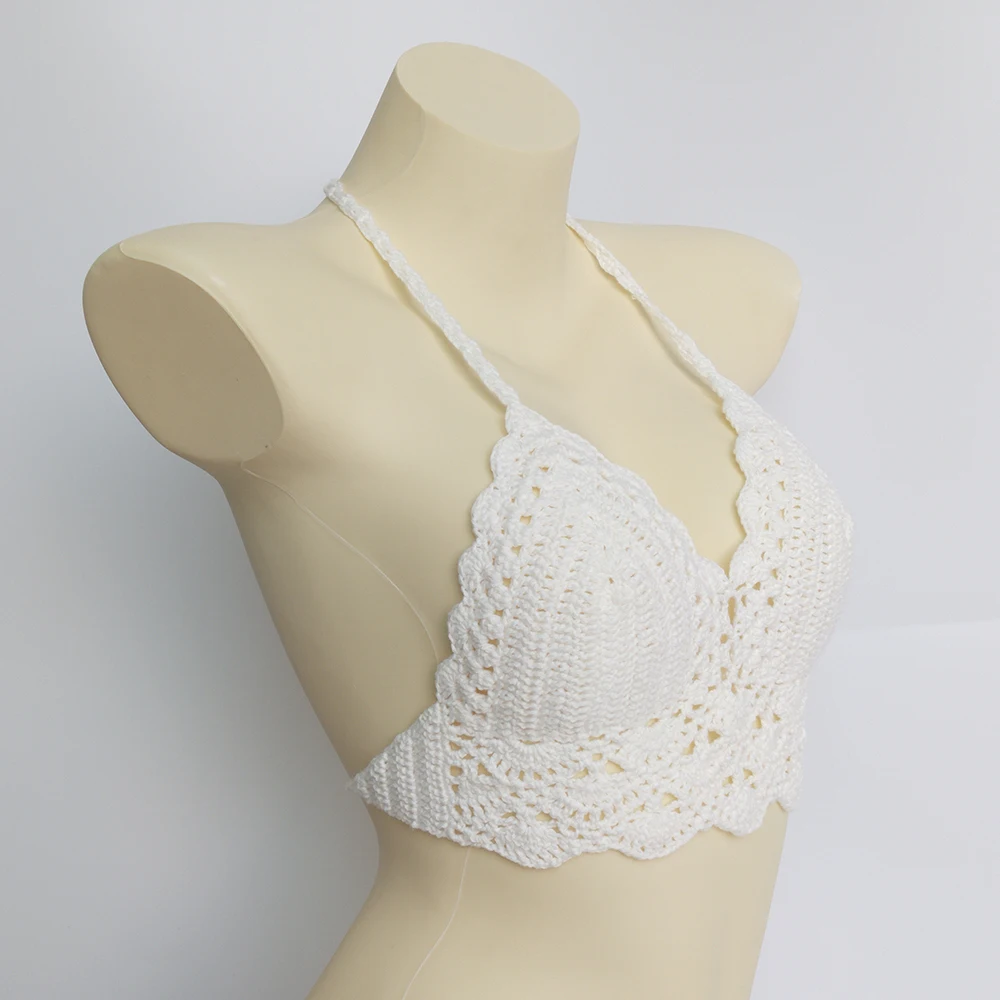 10 Colors Have Lining Womens Bikini Top Sexy Crochet Knit Separate Female Swimsuit Push Up Bra Beachwear Plus Size Bathing Suits