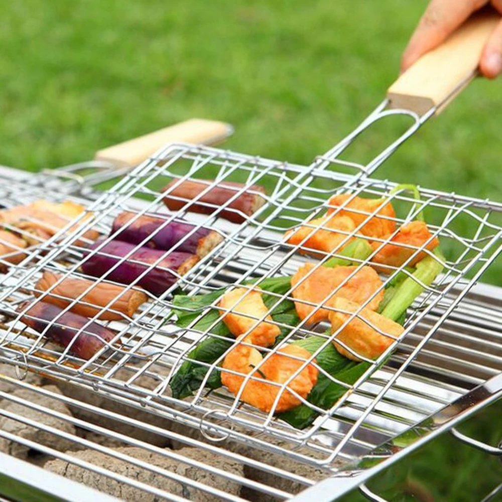 

Grilled Fish Stainless Steel Folder Outdoor Barbecue Mesh BBQ Clip Barbecue Net