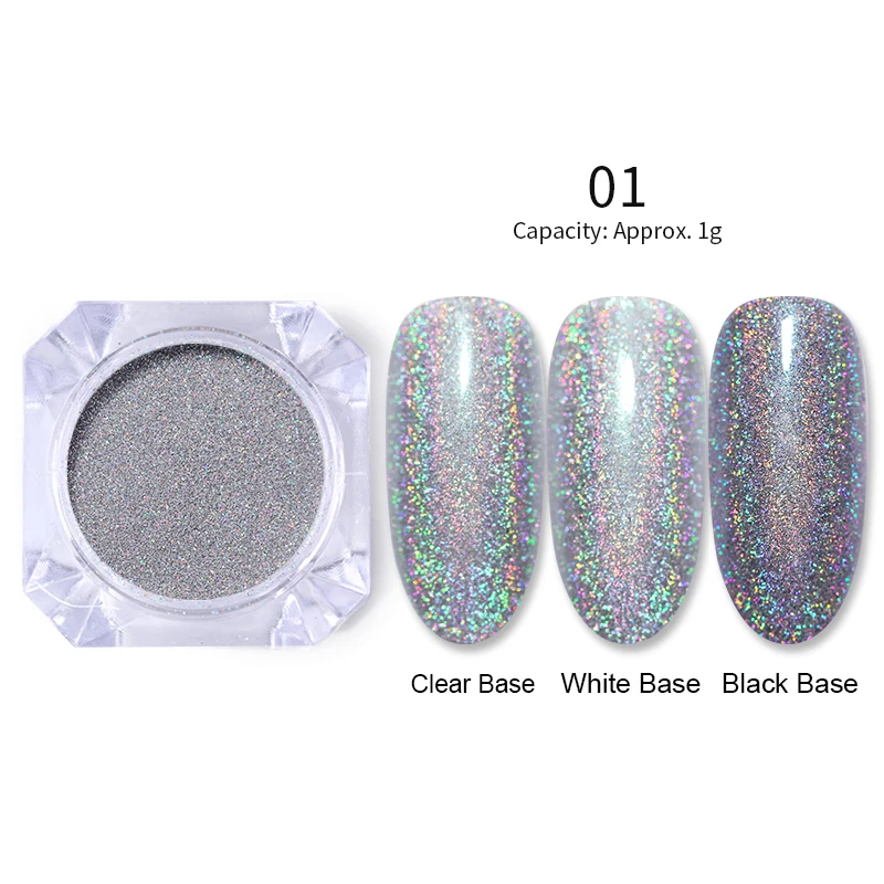 Holographic-0.2g BORN PRETTY Neon Mirror сверкающая голографическая пудра ультра-тонкий дизайн ногтей Блестящий порошок хромового пигмента пыль чистый цветной гель для ногтей - Цвет: Holographic-0.2g