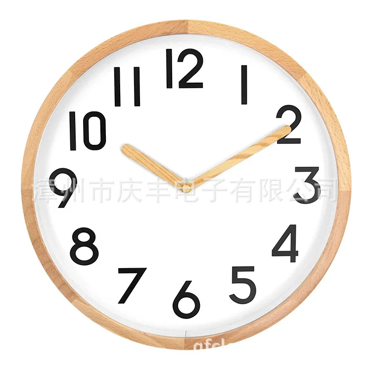 Direct sales new environmental protection wood grain wall clock beech fashion creative mute solid living room | Дом и сад