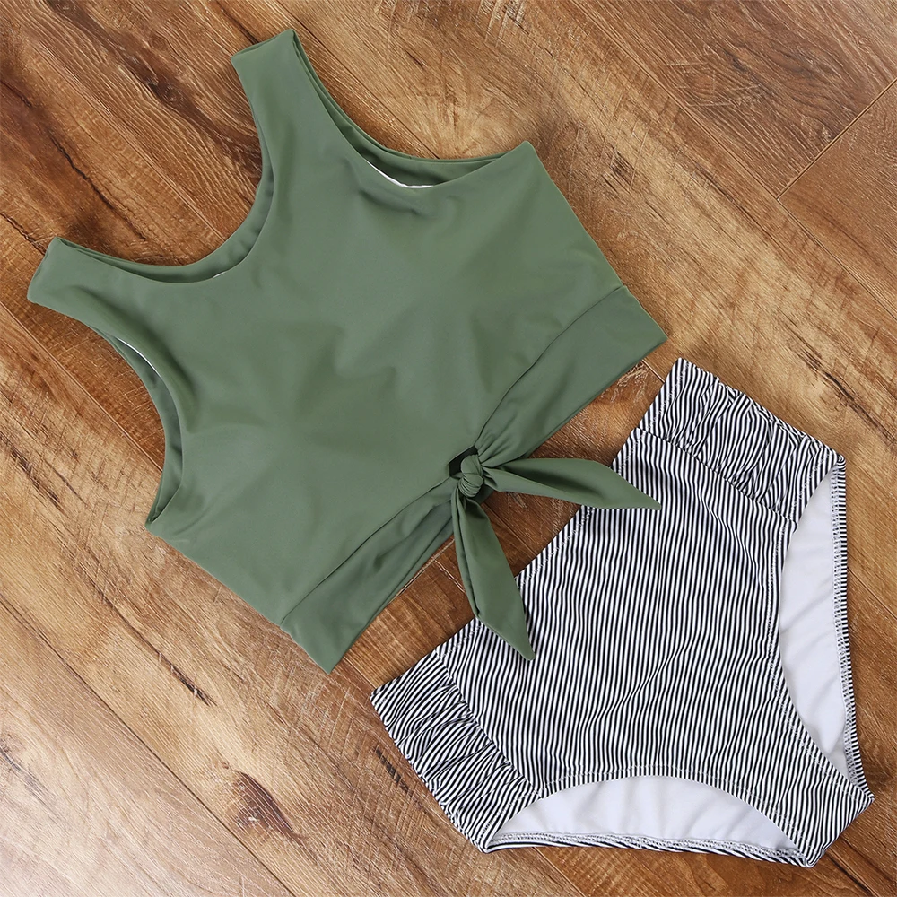 Купальник-бикини с завышенной талией эффектом пуш-ап | Женская одежда