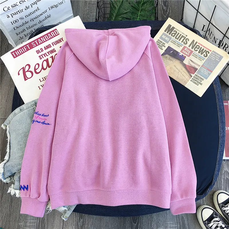 Autumn new Korea ulzzang Harajuku vintage BF simple hooded sweatshirt women ins fashion loose hooded casual female sweatshirt