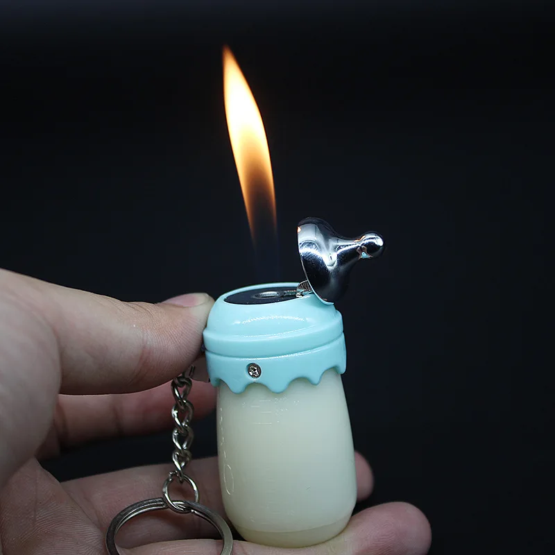 Симпатичная Зажигалка в форме бутылки молока симпатичная портативная для ключей