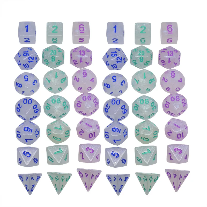 

7Pcs/set New Recommended Nebula Color Dice Polyhedron Glitter Pink Color Set