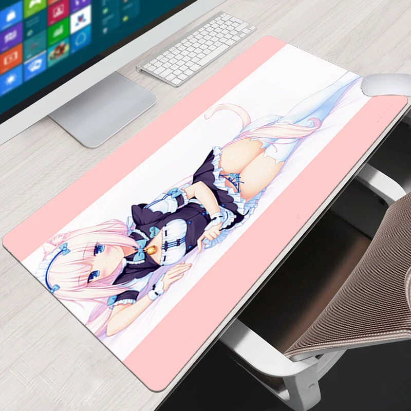 

Cat Girl Anime Mouse Pad Xxl Pc Gamer Complete Pad on the Table Mausepad Kawaii Gaming Accessories Varmilo Rug Desk Mat Mice