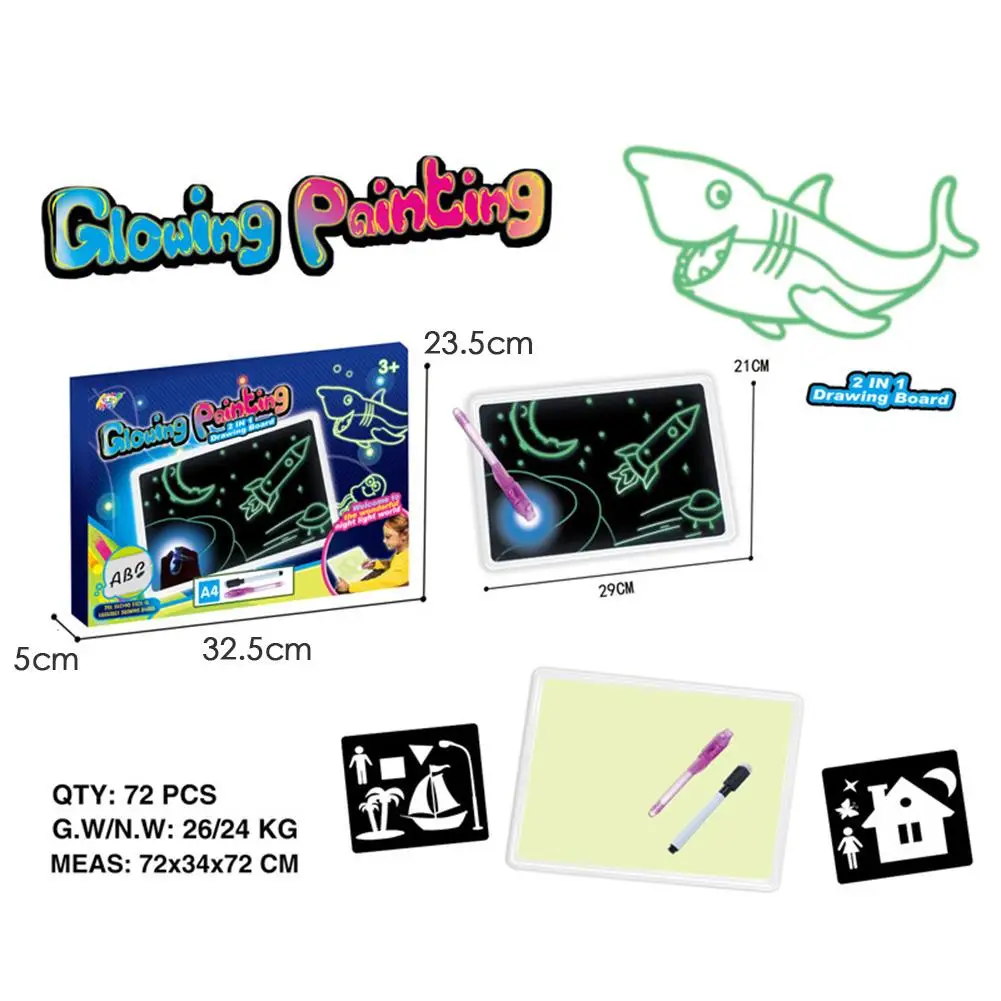 

Night Light Writing Drawing Board English Luminescent Pens Child Puzzle Toy Set Develop Children's Thinking Creativity