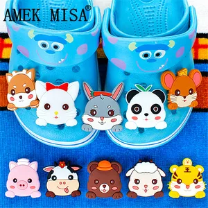 Новинка, 10 шт.лот, украшения для обуви из ПВХ с животными, панда, тигр, подвески, аксессуары, пряжки, подходящие для браслетов, Croc JIBZ, детские подарки