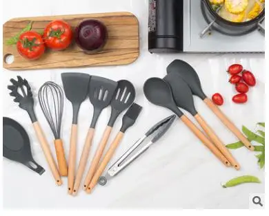 11pcs Горячая силиконовая лопатка термостойкая суповая ложка антипригарная специальная кухонная лопатка кухонные инструменты набор посуды - Цвет: 11pcs