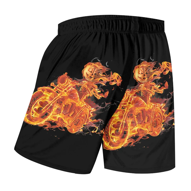 

OGKB Unisex Cool Beach Shorts Print Flame Motorcycle 3D Board Bebermuda Shorts For Women/men High Waist Elastic Boxers Trousers