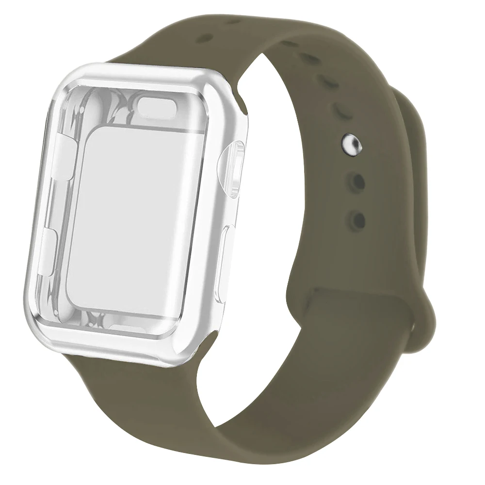 

Case+silicone band for apple watch serie 6 SE 5 4 3 iwatch band 42mm 38 bacelet watchband strap for apple watch band 44mm 40mm
