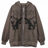 y2k women hoodies harajuku anime print streetwear hoodies autumn zipper hooded punk sweatshirt gothic womens tops angel hoodie