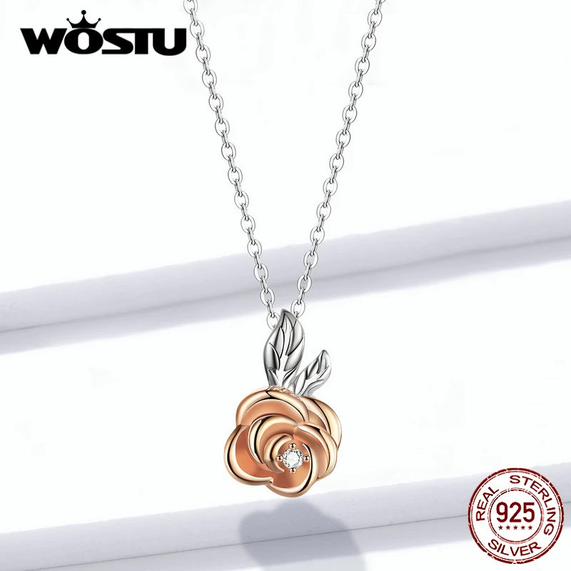 Женское ожерелье из серебра 925 пробы с розами ювелирные изделия CTN155 | Украшения и