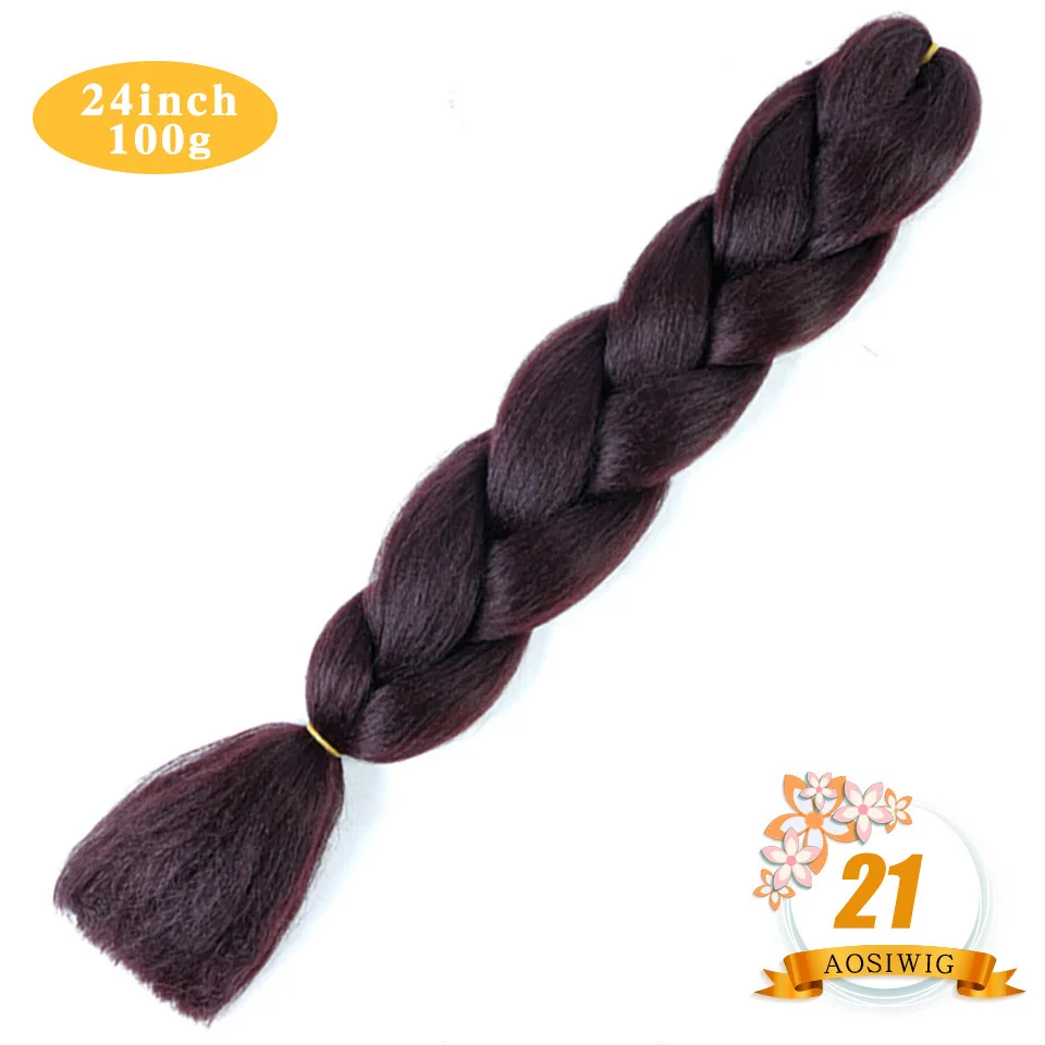 P18/613 AOSIWIG 24 ''100 г/упак. синтетические Омбре косички волос крючком косички Прически наращивание волос фиолетовый розовый черный - Цвет: P18/613