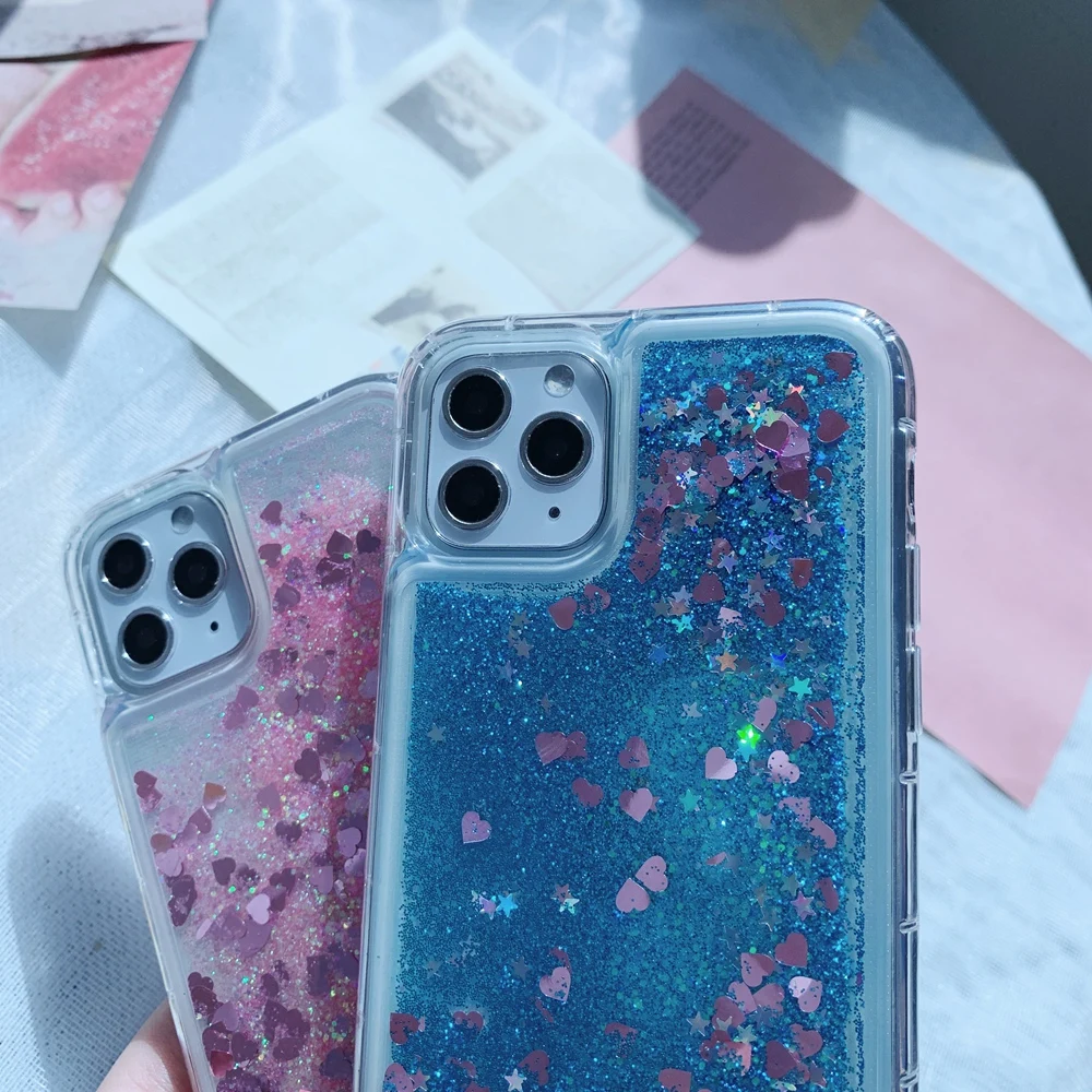 For iPhone 5 5s SE 6 6s 7 8 Plus 11 Pro X XS XR Max Liquid Glitter Quicksand Love Heart Snowflake Soft Silicon TPU Case Cover | Мобильные