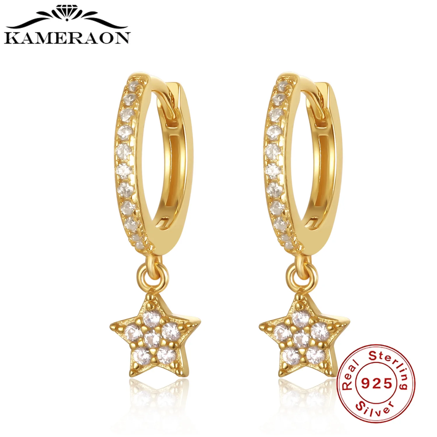 

S925 Sterling SIlver Earrings Mini Shiny Star Hoop Earrings for Women Cute Geometry Circle Earrings Fine Jewelri