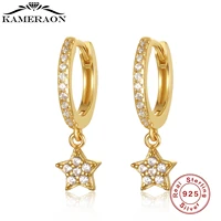 s925 sterling silver earrings mini shiny star hoop earrings for women cute geometry circle earrings fine jewelri