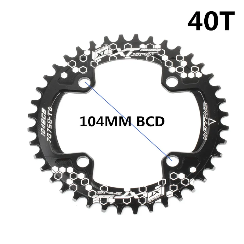 40T black 104BCD 40/42/44/50/52T горный велосипед Звездочка MTB велосипед диаметра окружности болтов(Алюминий узкая широкая цепь из колец цепь - Цвет: 40T black