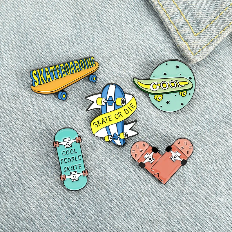 Skateboard Brooch For Coat Enamel Pin Woman Collar Denim Pin