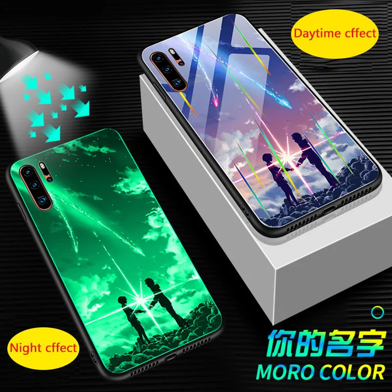 Светящийся стеклянный чехол для телефона Aurora для huawei P30 mate 20 P20 Pro, задняя крышка для Honor 20 S 9X Pro 20i 8X 8C V10 8 Lite, чехол для телефона