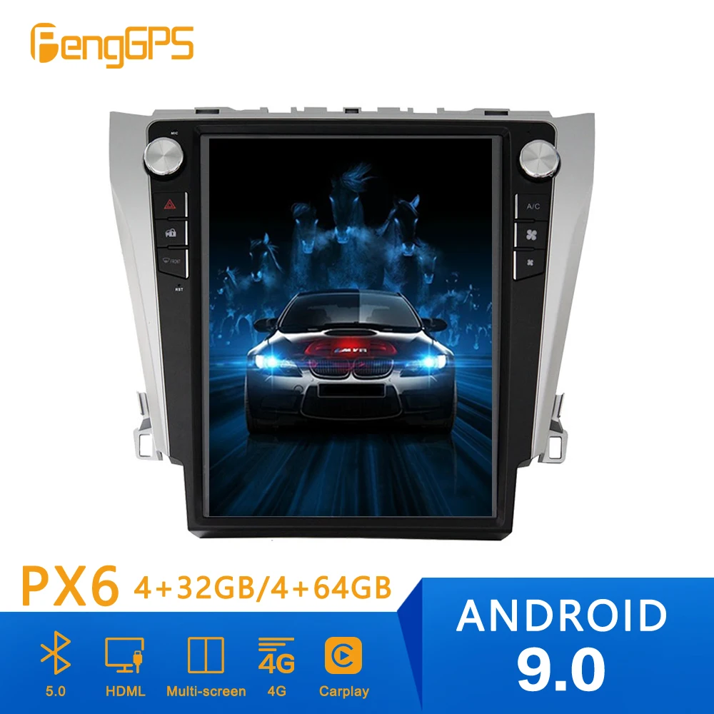 Автомобильный GPS-навигатор в стиле Tesla Android 9 0 PX6 4 Гб ОЗУ для Toyota Camry Aurion 2012- 2016