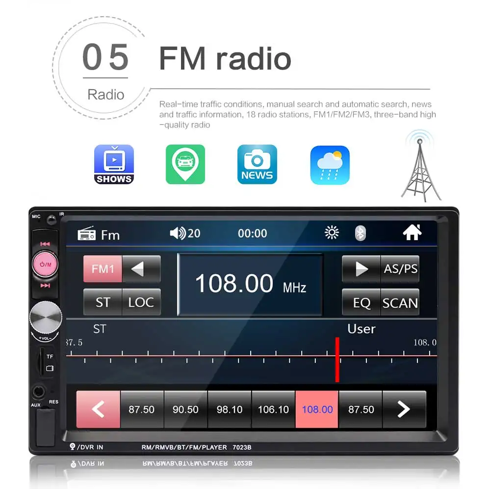 Автомагнитола 2DIN 7 дюймов FM радио Bluetooth дистанционное управление мультимедийный