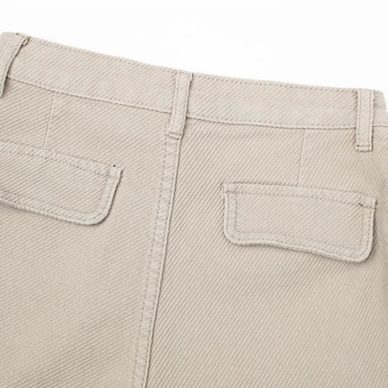 

SISPELL Patchwork Pocket Women's Short High Waist Slimming Pure Color Wide Leg Straight Shorts For Female Shorts Fashion