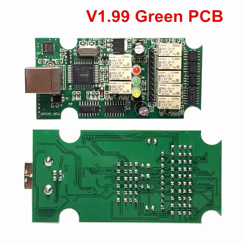 Newt прошивка OPCOM 1,70 1,59 OBD2 CAN-BUS считыватель кодов V1.99 V1.95 для O-p-e-l OP COM OP-COM диагностический PIC18F458 чип ftdi - Цвет: OPCOM V1.99 Green