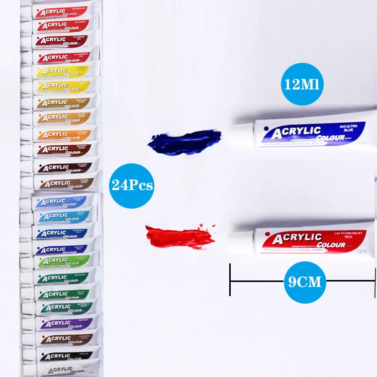 Профессиональная водостойкая краска для рисования 12 цветов|Акриловые краски| |