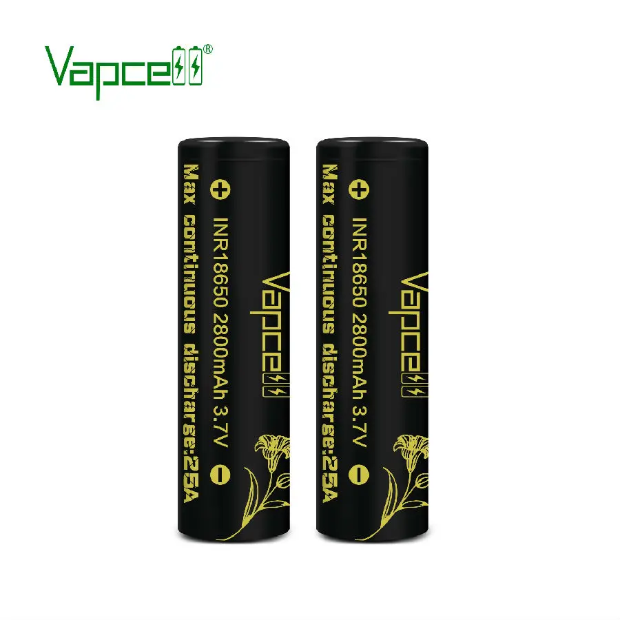 Бесплатная доставка 2 шт. перезаряжаемая литиевая батарея VAPCELL 18650 2800 мАч 25 А 3 7 в