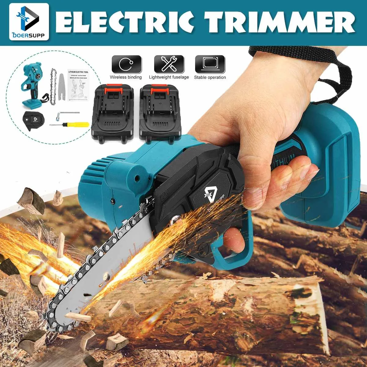 

1000W 4Inch Electric Chain Saw For Makiita 1/2PCS Mini Pruning Trimming Saw Rechargeable Wireless Tree Logging Garden Tool EU/US