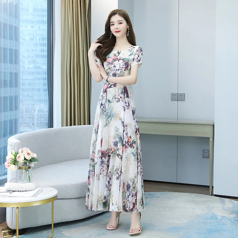 

2021 new Korean version plus size women's dress, spring chiffon dress,