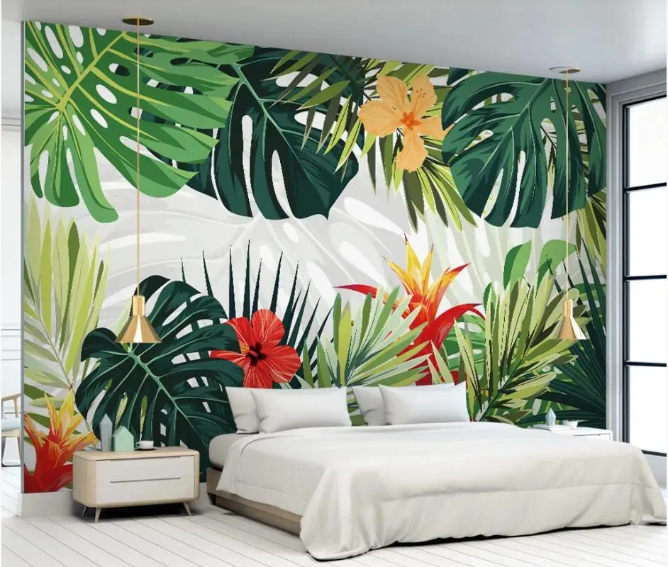 

AINYOOUSEM Nordic tropical plant leaves TV background wall papier peint papel de parede wallpaper 3d wallpaper stickers