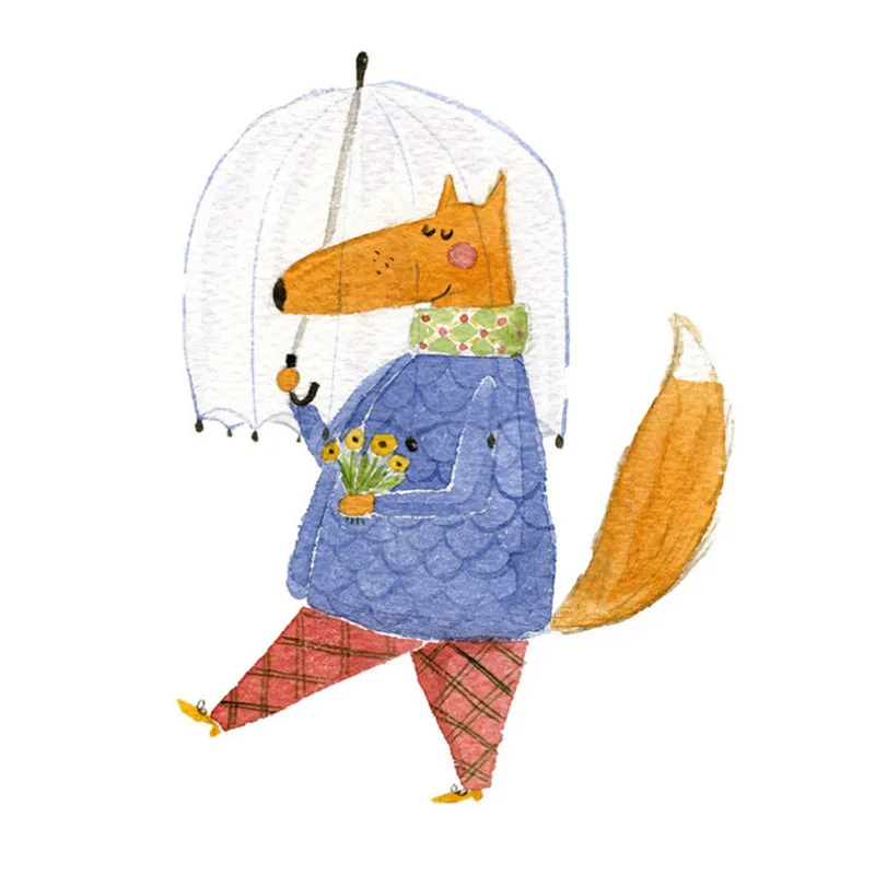 Мультяшное животное крокодил лиса волк детская настенная живопись на холсте