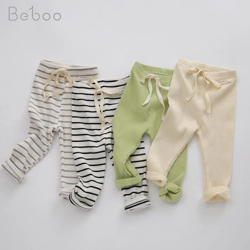 

Ins 2022 Spring Baby Striped Pants New Solid Color Leggings For Boys And Girls 0-24m Newborn Summer Baby Trousers Cotton Infants