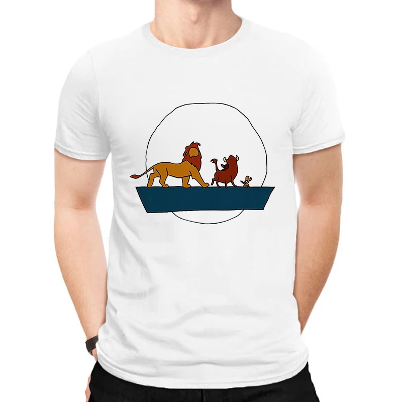 LUSLOS HAKUNA MATATA/мужская футболка больших размеров, летние футболки с коротким рукавом с изображением Льва и короля, белые футболки с принтом из мультфильма