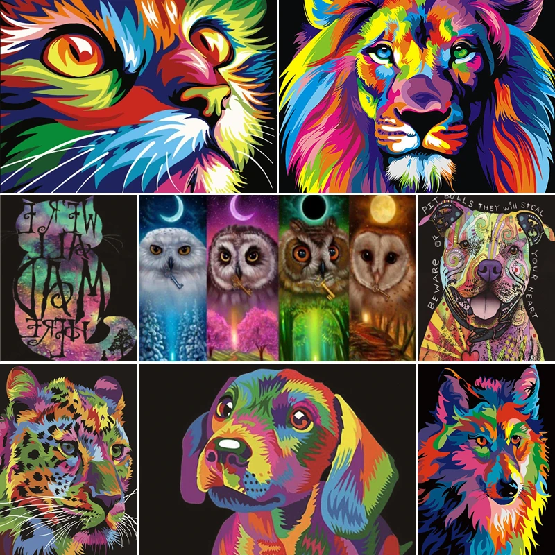 

Animals Cat Dog Tiger 5D DIY Full Round Diamond Painting Diamond Stickers Puzzle Embroidery Cross Stitch Kits Art Paintings Gift