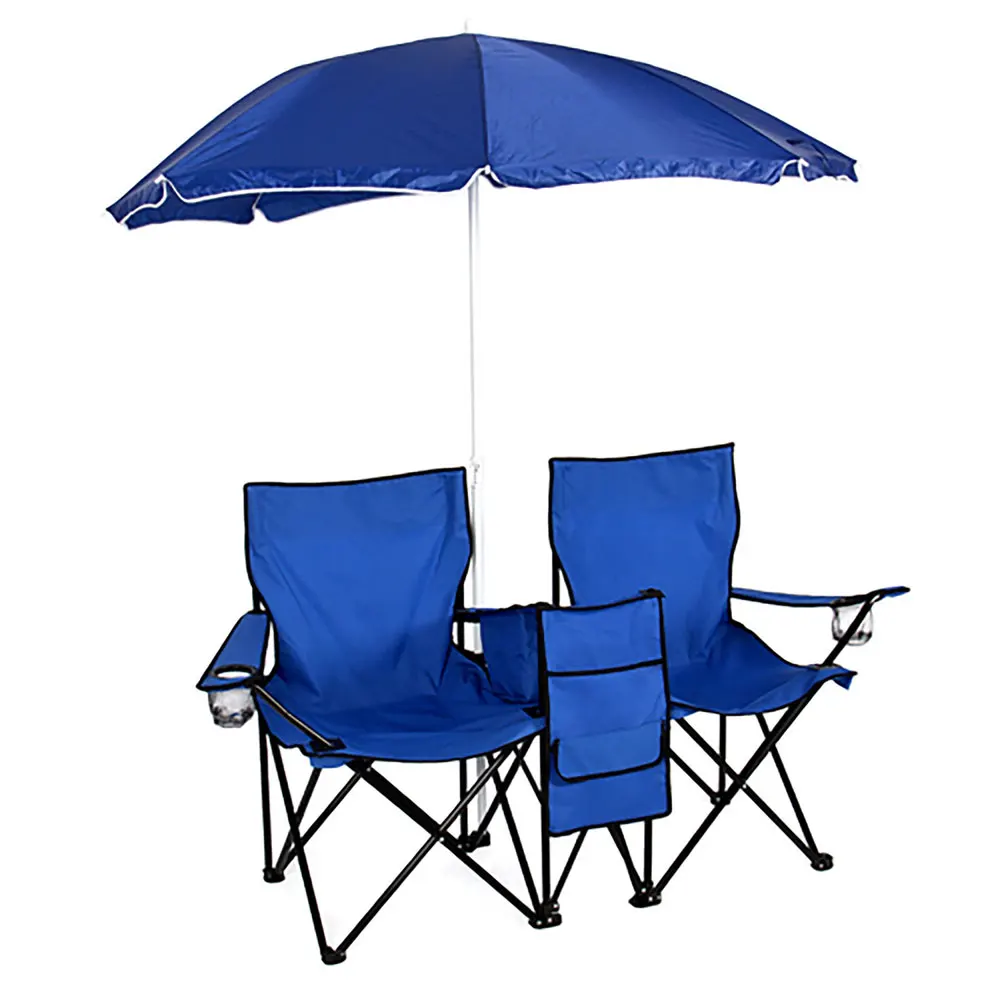 구매 휴대용 야외 2 좌석 접이식 의자 탈착식 태양 우산 블루 하중 베어링 약 81.58 Kg 접이식 의자 (2 좌석) 우산