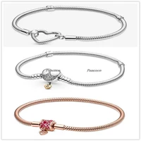 authentic 925 sterling silver bracelet moments heart closure snake chain bracelet fit women bead charm diy pandora jewelry