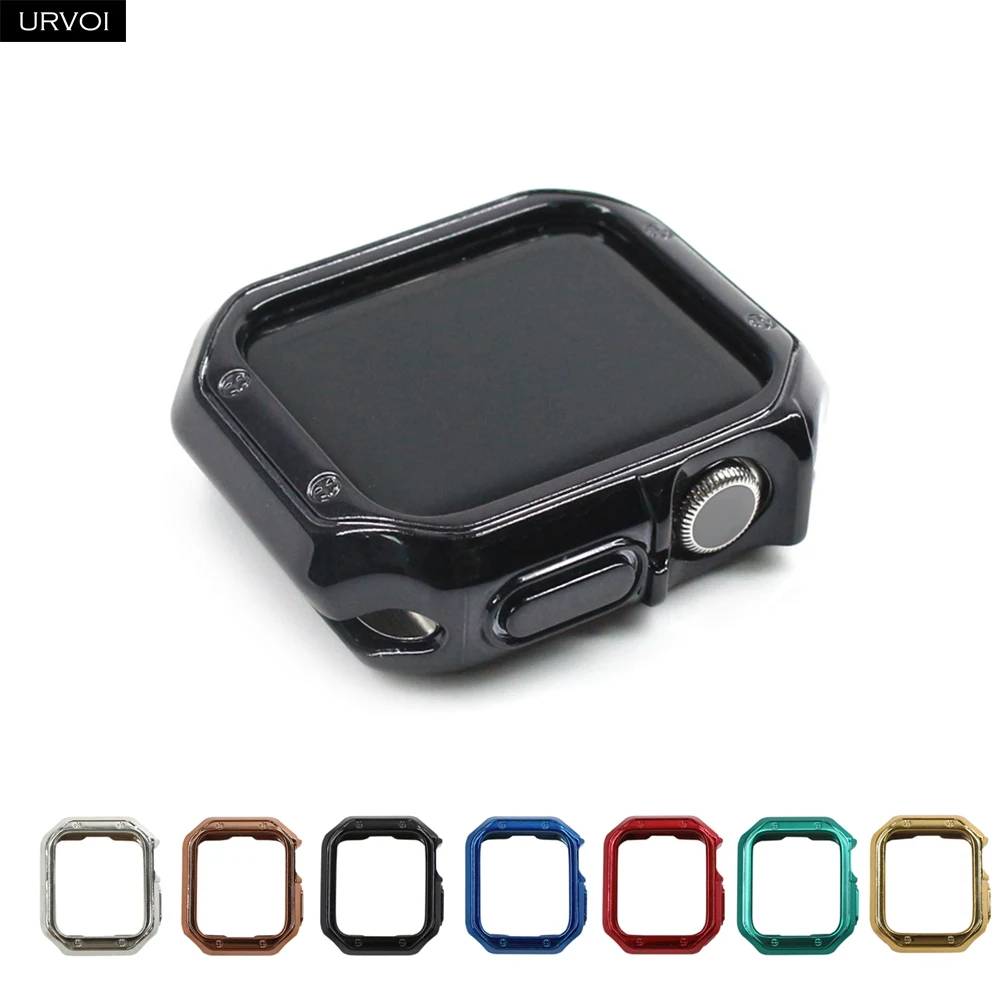 Чехол URVOI Armor для Apple Watch series 7 6 SE 5 4 3 2 1 металлический окрашенный зеркальный чехол
